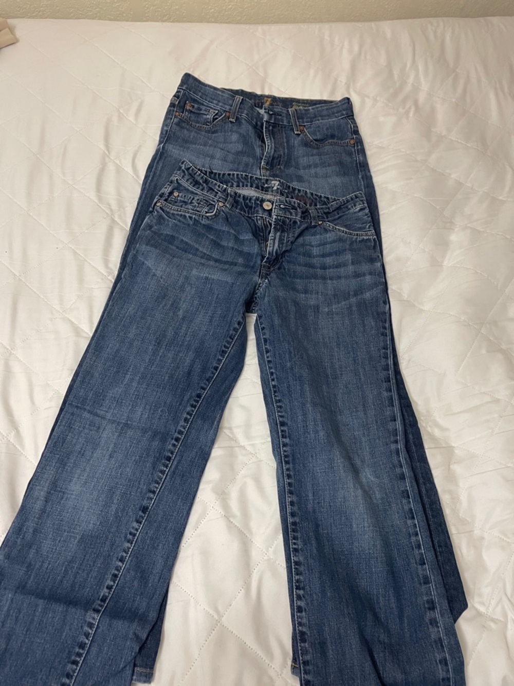 7 For All Mankind 2 Dark Blue Wide Leg Flare Jeans